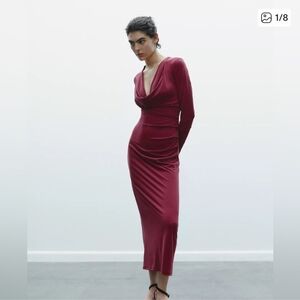 Zara Deep Red Midi Dress